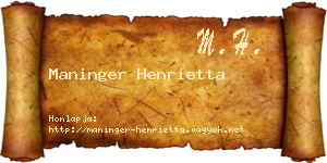 Maninger Henrietta névjegykártya
